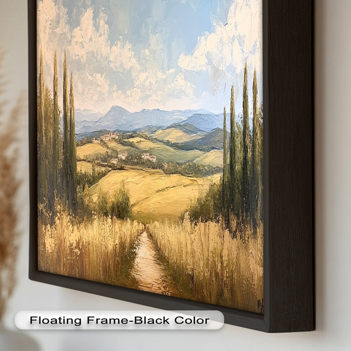 Vintage Aerial View – Scenic Countryside Oil Painting