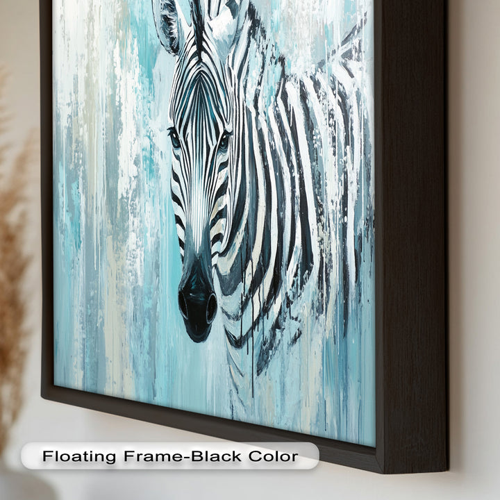 Zebra in Blue Abstract Style - Animal Oil Painting
