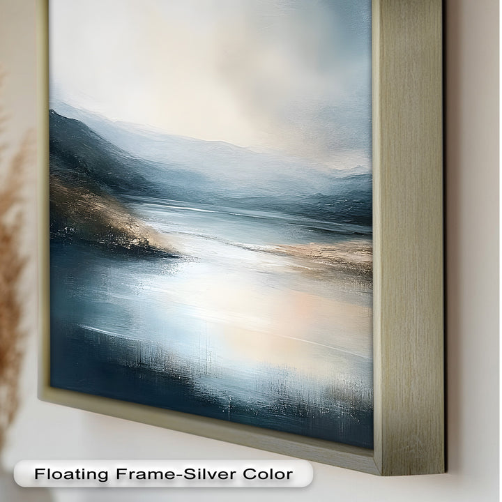Misty Mountain Lake Landscape - Framed Oil Painting