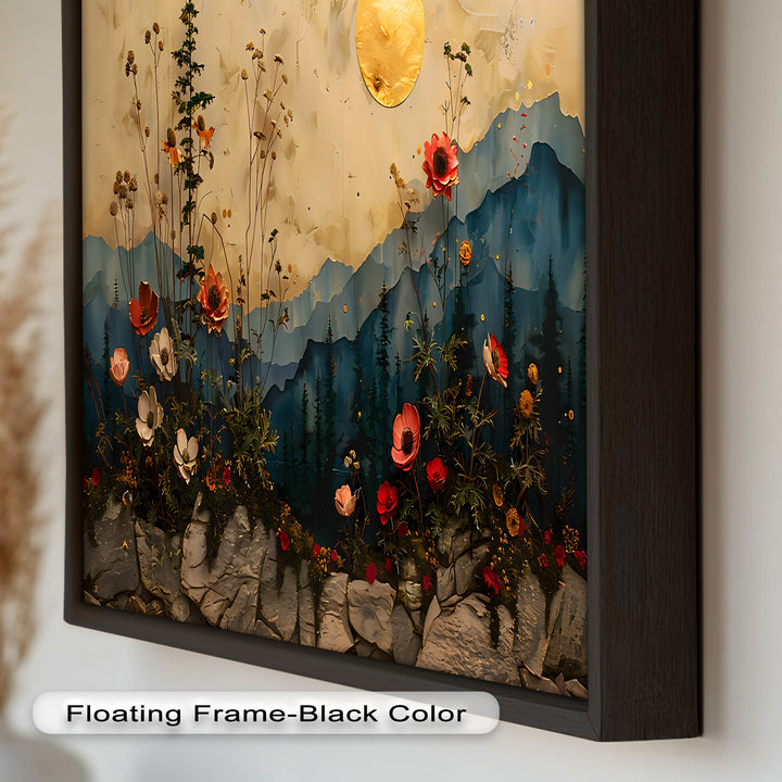 Golden Moon Wall Art-Forest Landscape Oil Painting