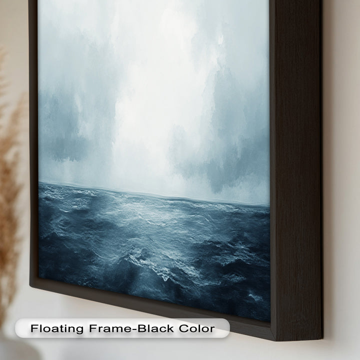 Ocean Horizon Calm – Minimalistisches blaues Meereslandschafts-Ölgemälde