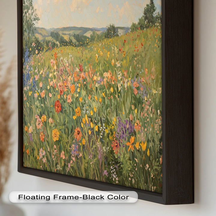Wildflower Field Impressionist – Framed Landscape Oil Painting