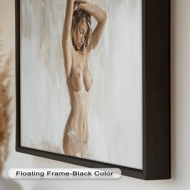 Still Grace – Serene Nude in Soft Neutral Oil Painting