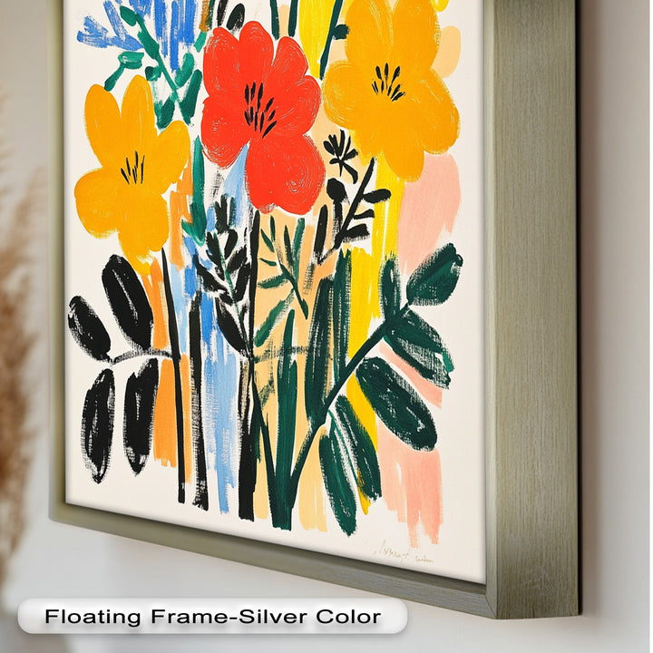 Fröhlicher wilder Garten – Fauvistisches Boho-Blumen-Ölgemälde