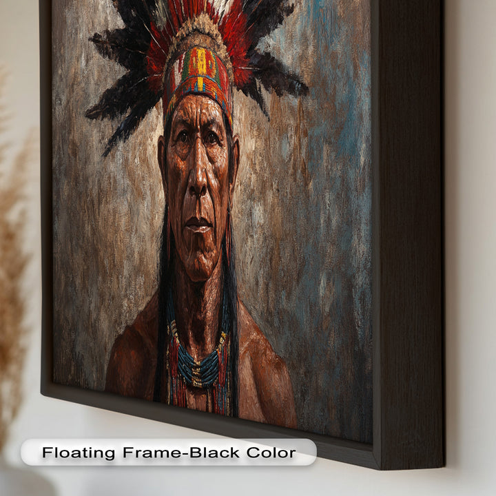 Echo of the Ancestors – Native Warrior Portrait Oil Painting