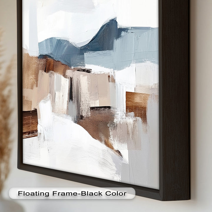 Muted Horizon Layers – Mountain Landscape Abstract Oil Painting