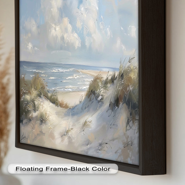 White Sand Beach Sandy Path Landscape – Coastal Oil Painting