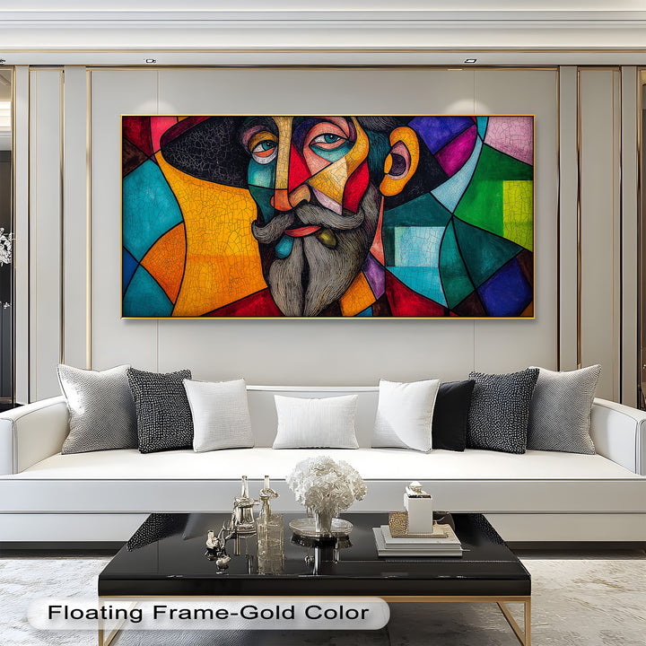The Thinker’s Mosaic – Abstract Male Portrait Oil Painting