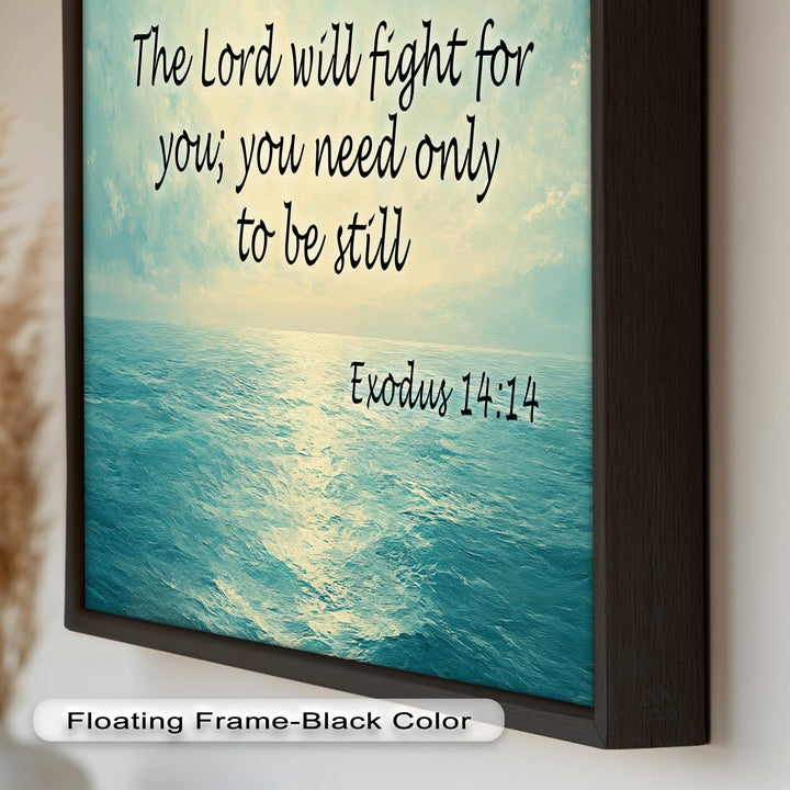 Exodus 14:14 – Be Still & Trust Bible Verse Oil Painting