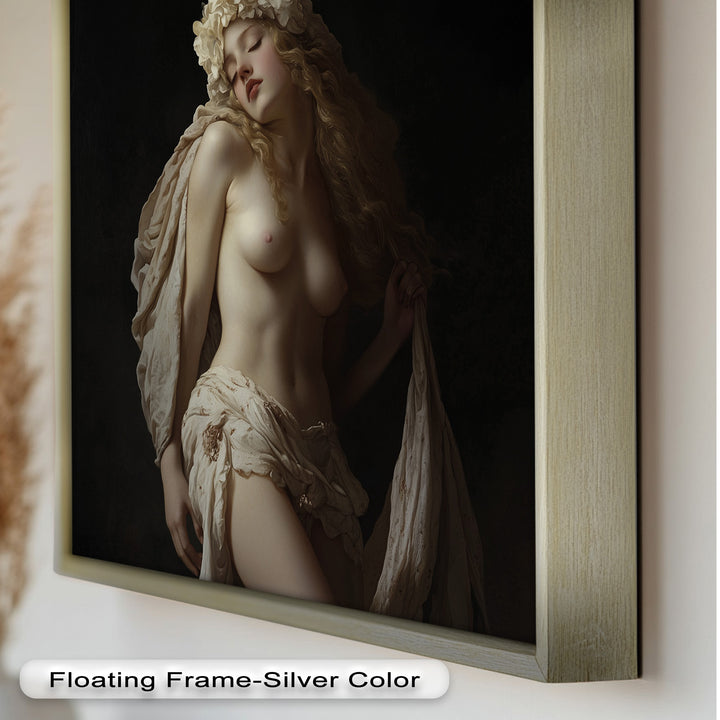 Moonlit Reverie – Classical Nude with Floral Crown Oil Painting