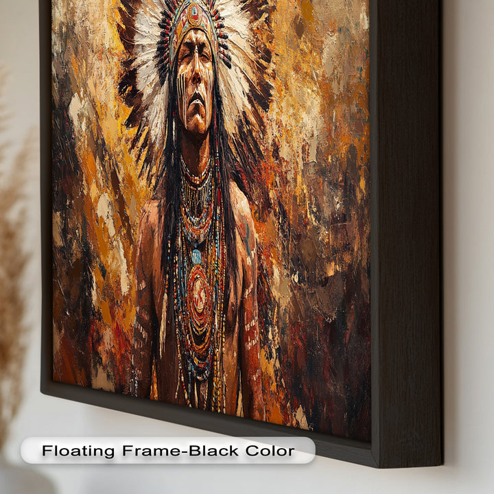 Sacred Flame – Tribal Warrior Portrait Oil Painting