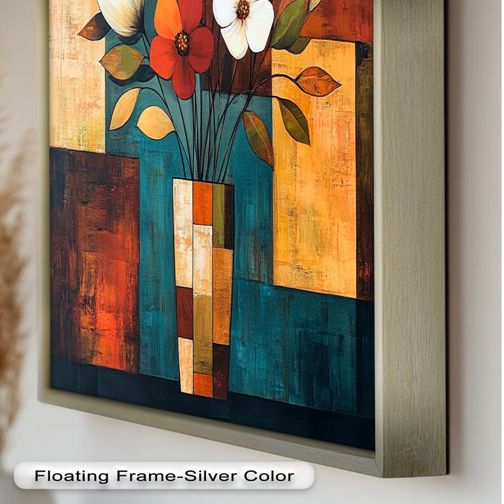 Geometric Bloom – Modern Floral Abstract Oil Painting