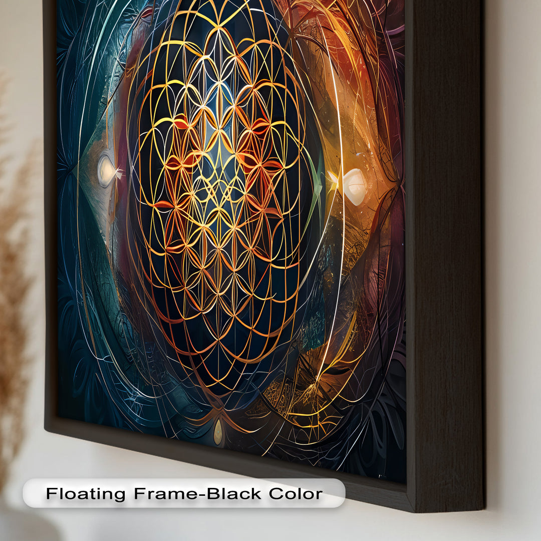 Spiritual Wall Art-Sacred Geometry Flower of Life Oil Painting