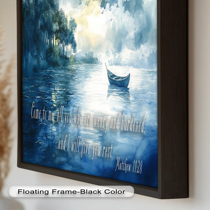Matthew 11:28 – Find Rest in Christ Bible Verse Oil Painting