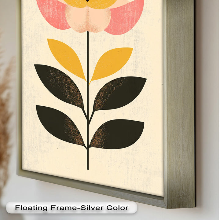 Mid-Century Bloom – Retro Floral Minimalist Wall Art Oil Painting
