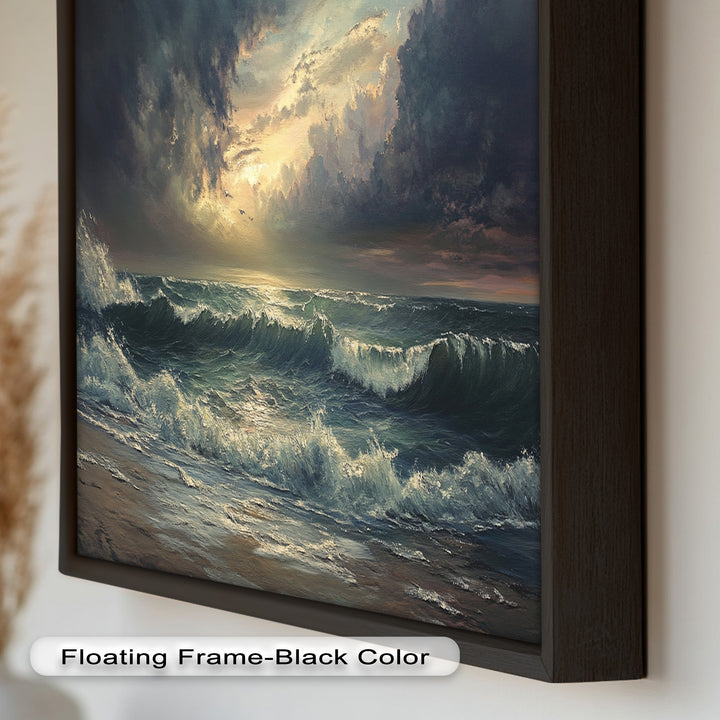 Ocean Sunset Wall Art - Storm Seascape Oil Painting