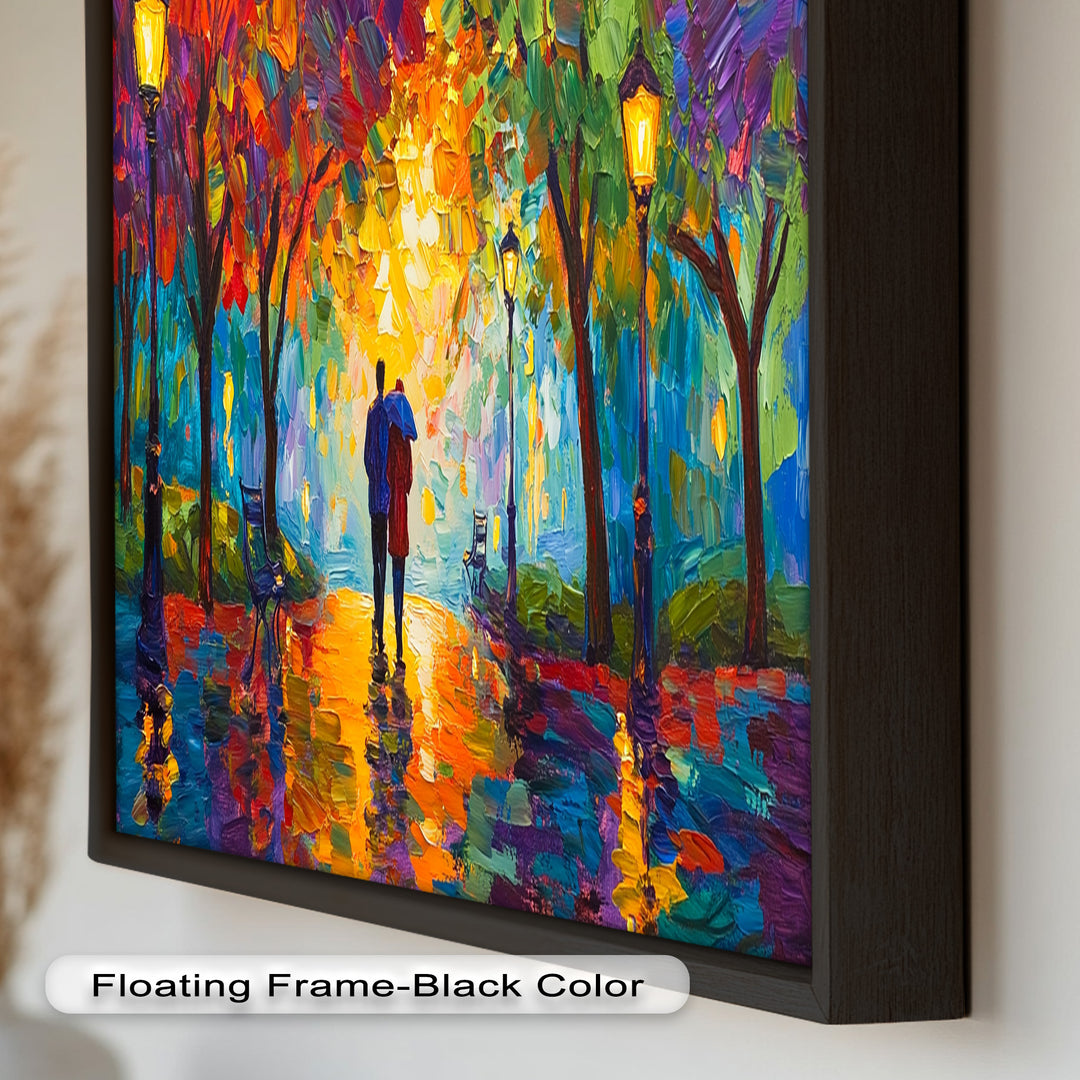 Autumn Radiance – Lovers Under the Colorful Canopy Love Oil Painting