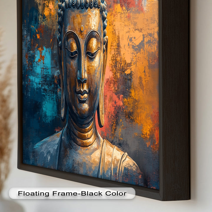 Vibrant Buddha Portrait Wall Art – Religious Oil Painting