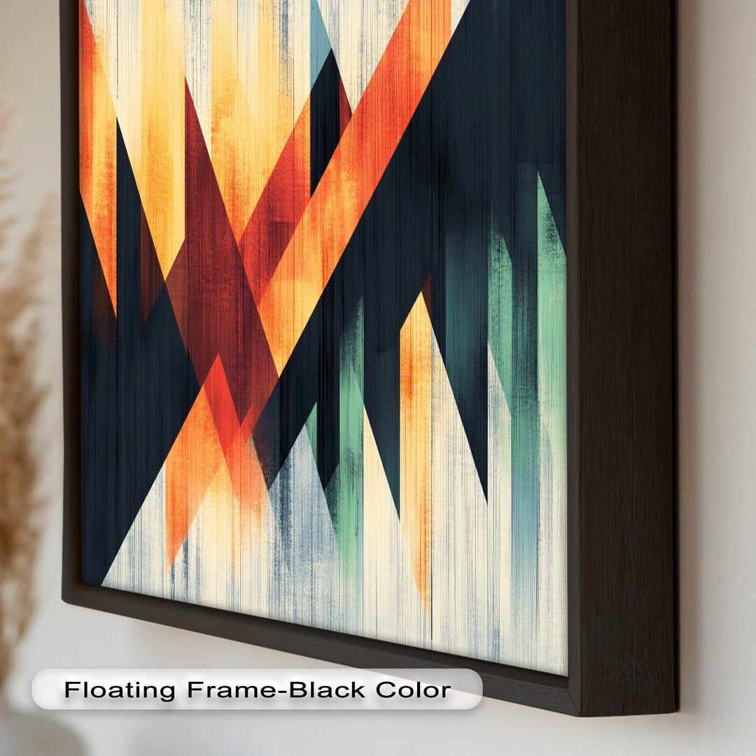 Modern Angular Lines – Bold Geometric Oil Painting