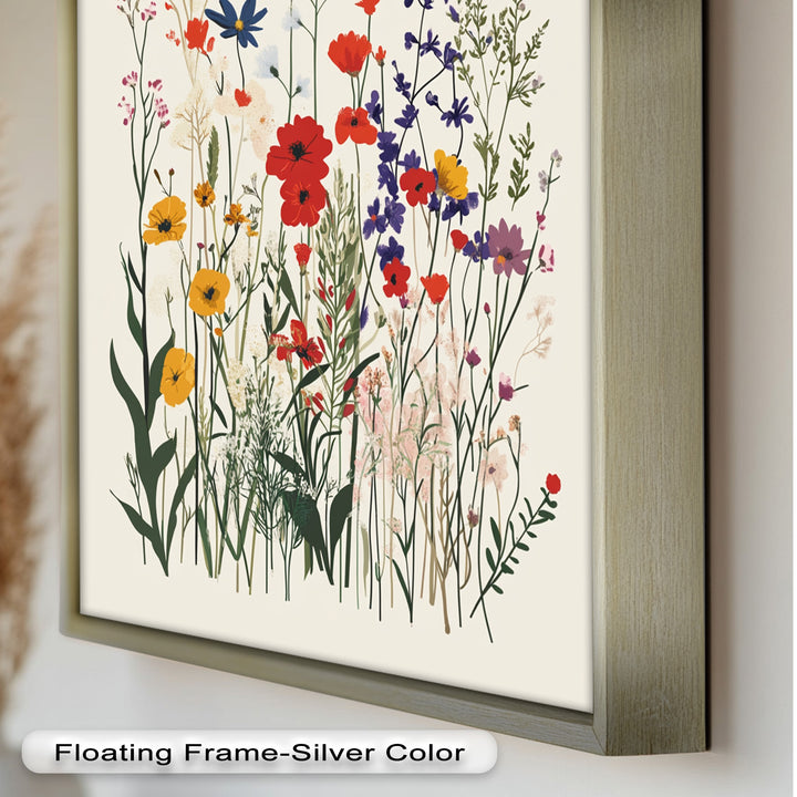 Wild Meadow Bloom – Farbenfrohes botanisches Ölgemälde im Boho-Stil