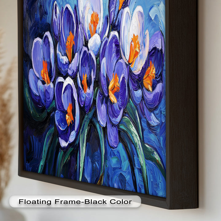 Crocus Flowers in Blue and Violet Hues - Flower Oil Painting