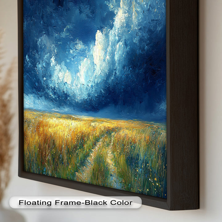 Golden Field Stormy Sky Wandkunst – Romantik Ölgemälde