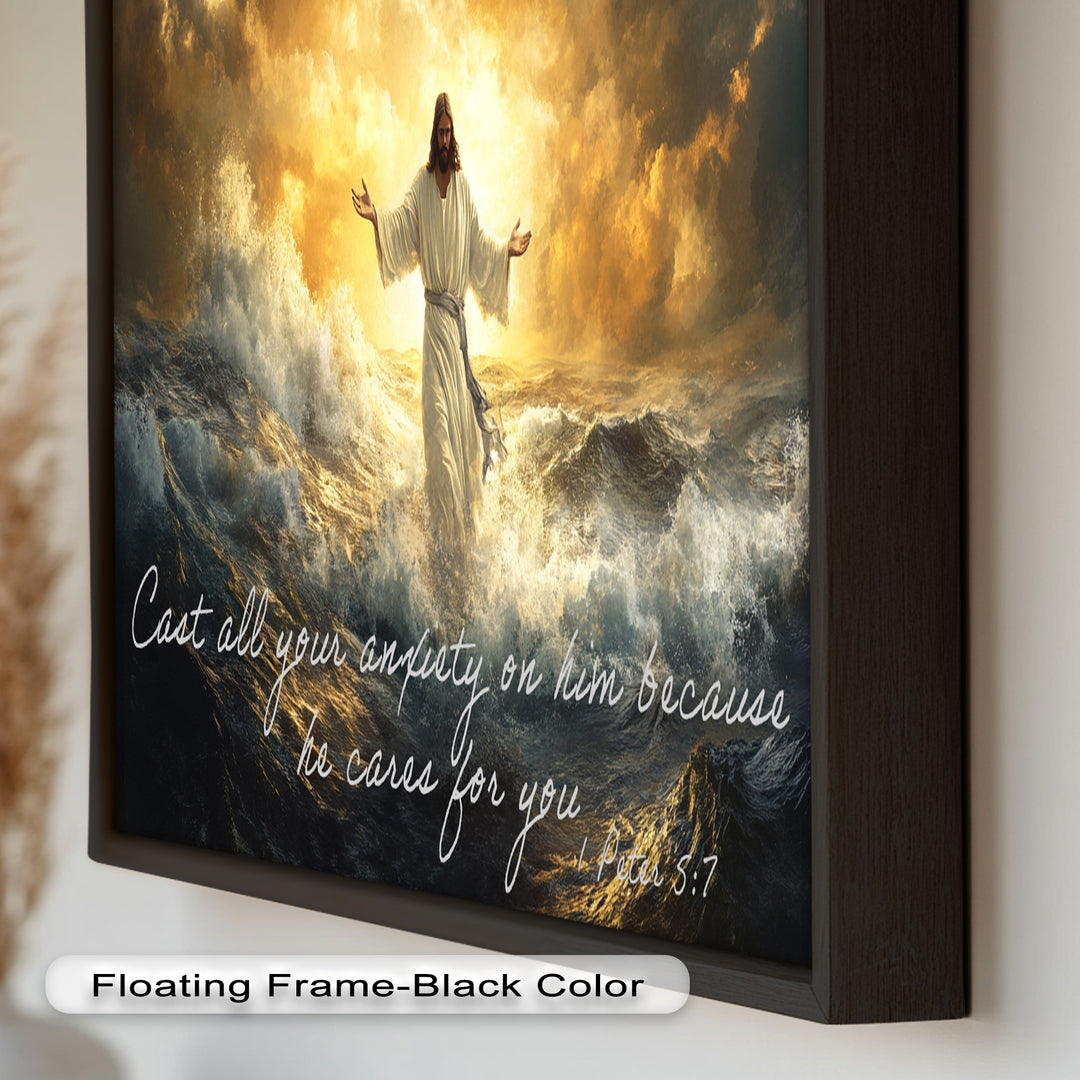 1 Peter 5:7 – Trust in God Bible Verse Oil Painting