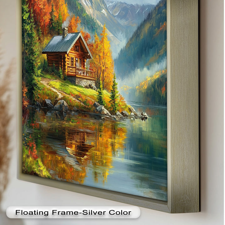 Herbst-Retreat – Berghütte am Lake Hudson River Ölgemälde