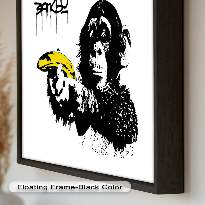 Monkey with Banana Gun – Satirical Banksy Oil Painting