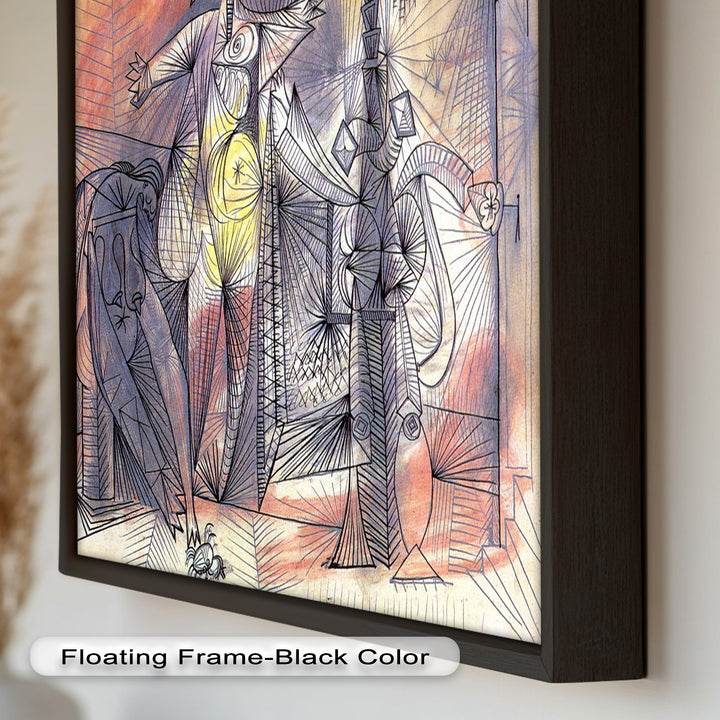 Surreal Abstract Figures in Motion – Cubist Oil Painting