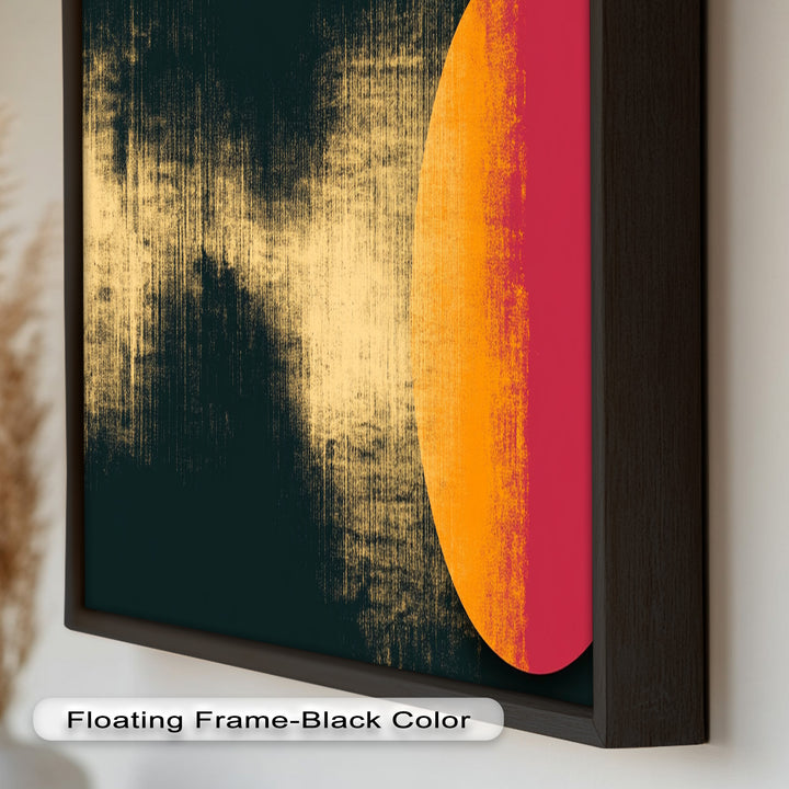 Rot &amp; Orange Eclipse Art – Minimalistisches Ölgemälde