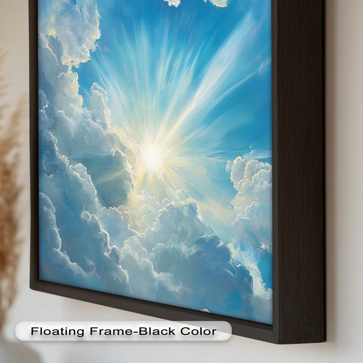 Heavenly Clouds and Radiant Sun – Luminous Sky Oil Painting