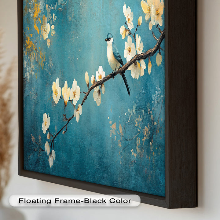 Bluebird and Blossoms Wall Art – Floral Oil Painting