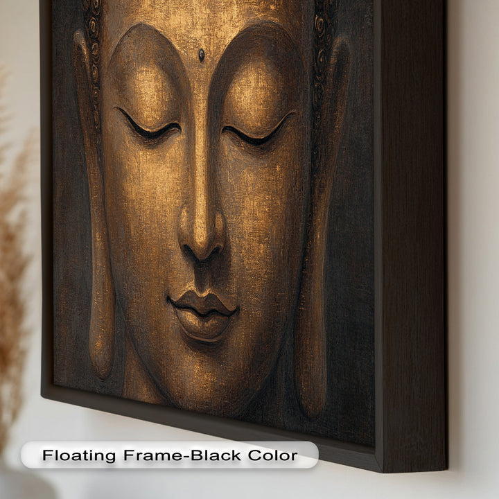 Golden Buddha Face Wall Art – Religious Oil Painting