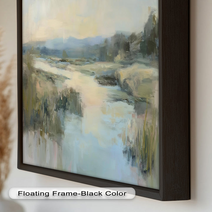Pastel River Landscape - Framed Oil Painting