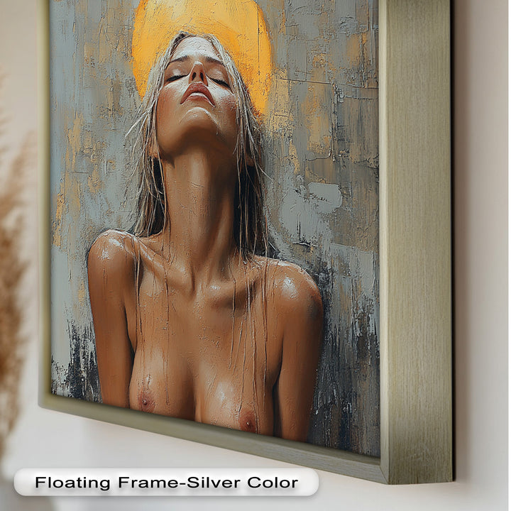 Haloed Grace – Ethereal Nude Portrait Oil Painting