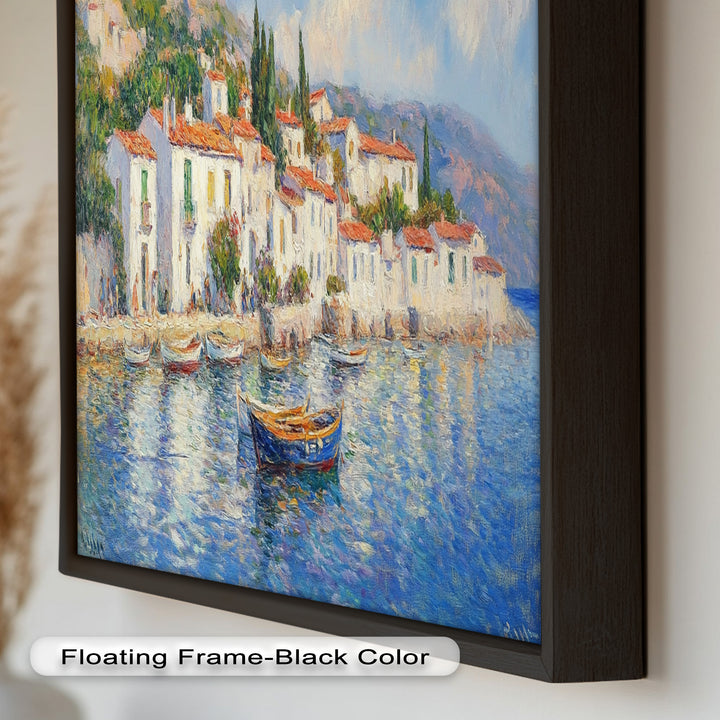 Sunlit Mediterranean Village – Coastal Impressionist Oil Painting