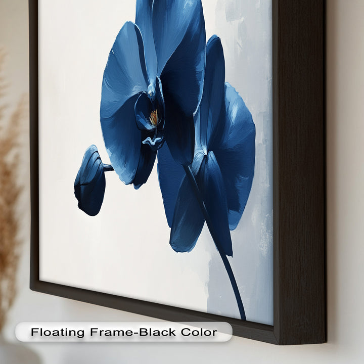 Blue Orchid Wall Art – Modern Floral Oil Painting