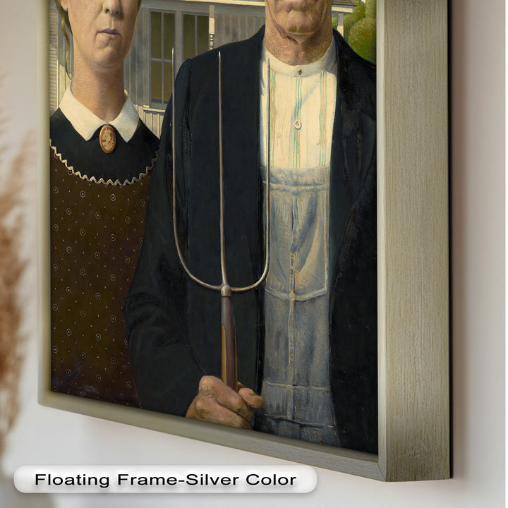 American Gothic – Ikonisches Porträt des Mittleren Westens, historisches Ölgemälde