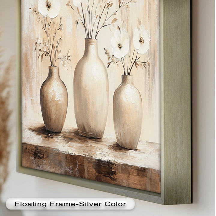 Serenity in Neutral Tones – White Floral Still Life Oil Painting