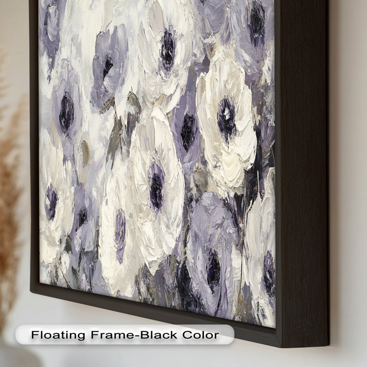 Ivory Whispers – Cream and Lavender Anemone Flower Oil Painting