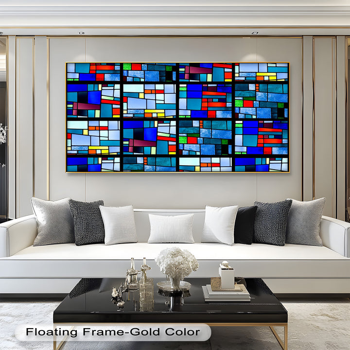 Farbblock-Mosaik-Look Wandkunst – Modernes abstraktes Ölgemälde