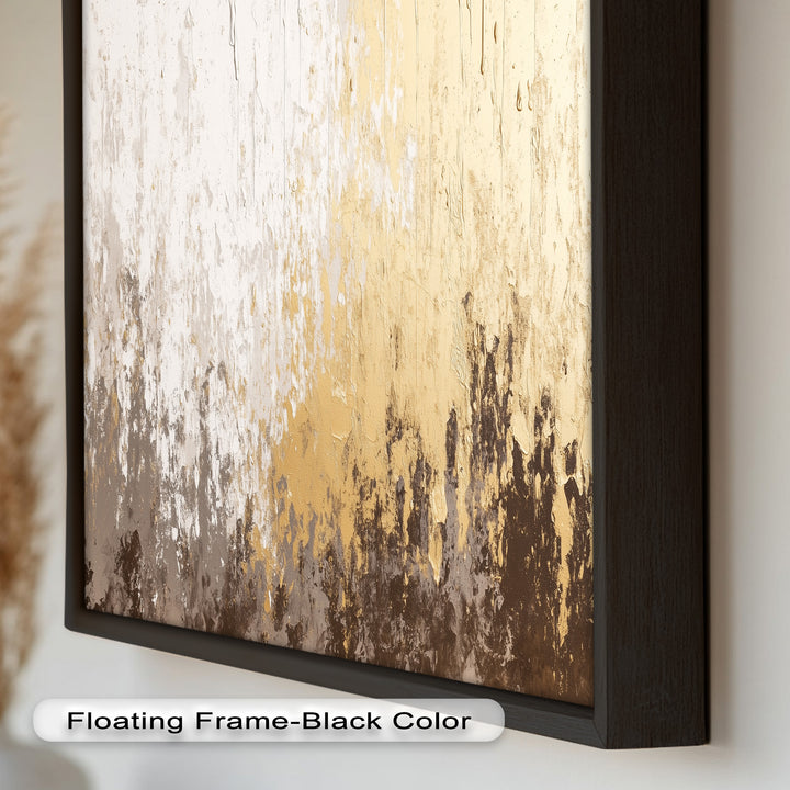 Abstrakte Kunst in Gold und Weiß – Modernes Luxus-Ölgemälde