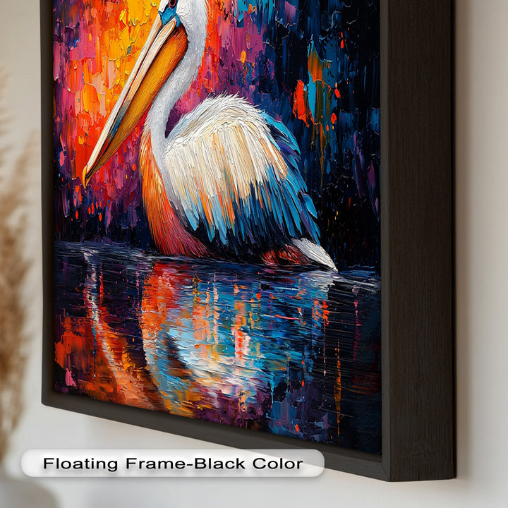 Sunset Pelican on Water – Animal Oil Painting