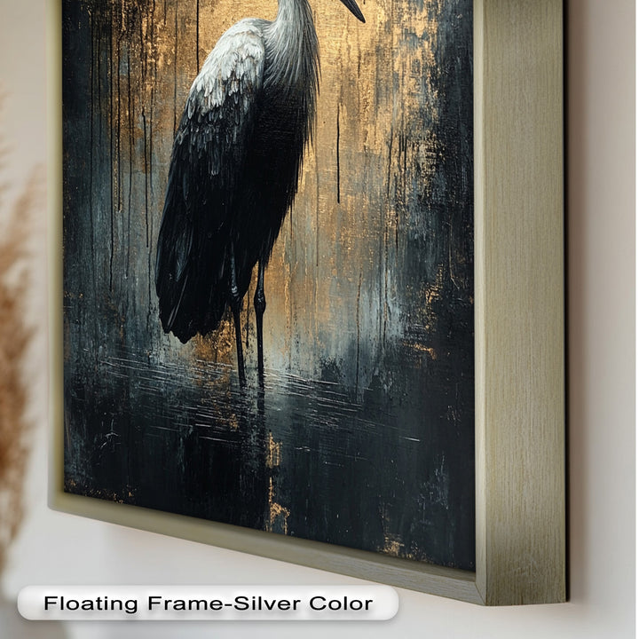 Golden Shadow Heron – Animal Oil Painting