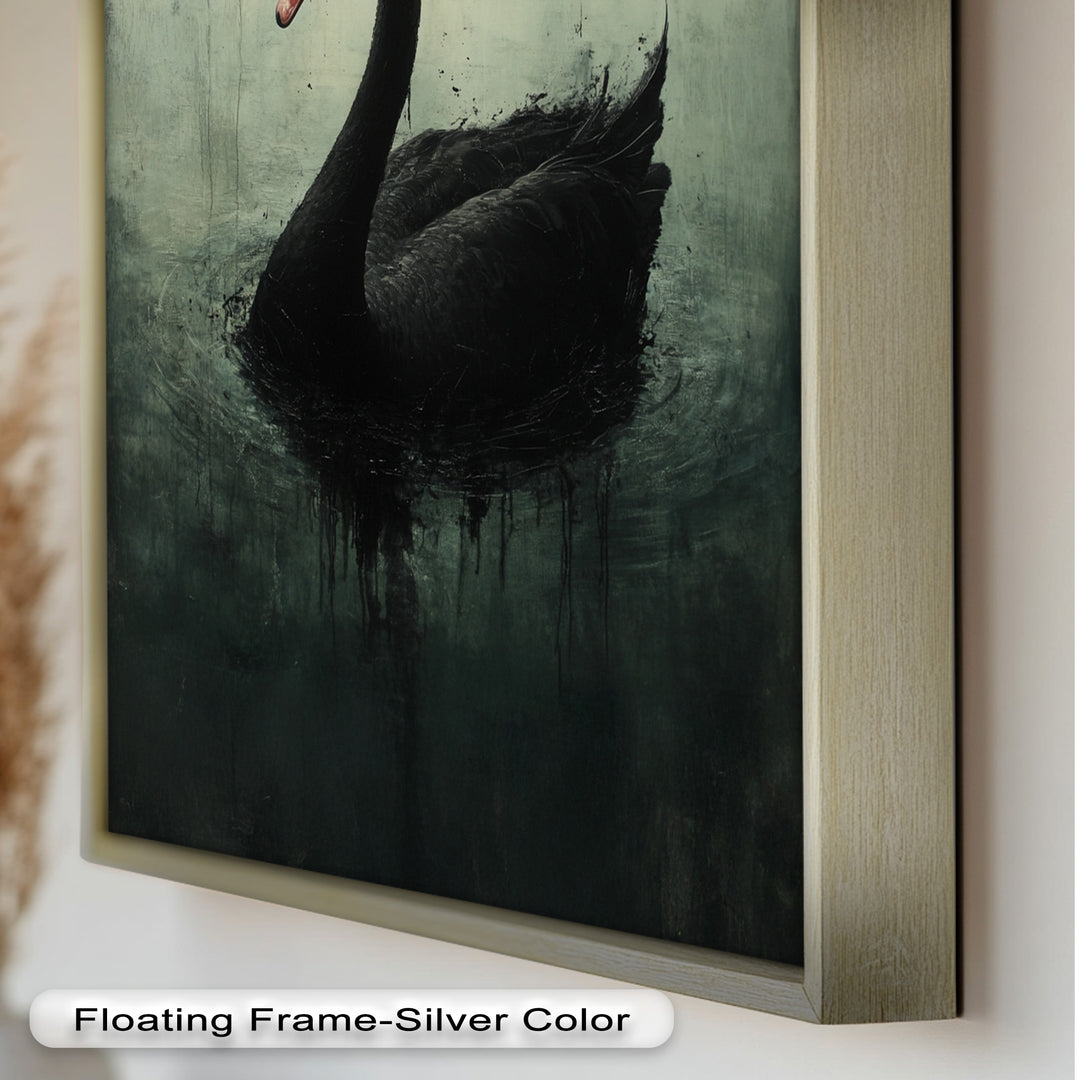 Solitary Grace – Moody Black Swan Oil Painting