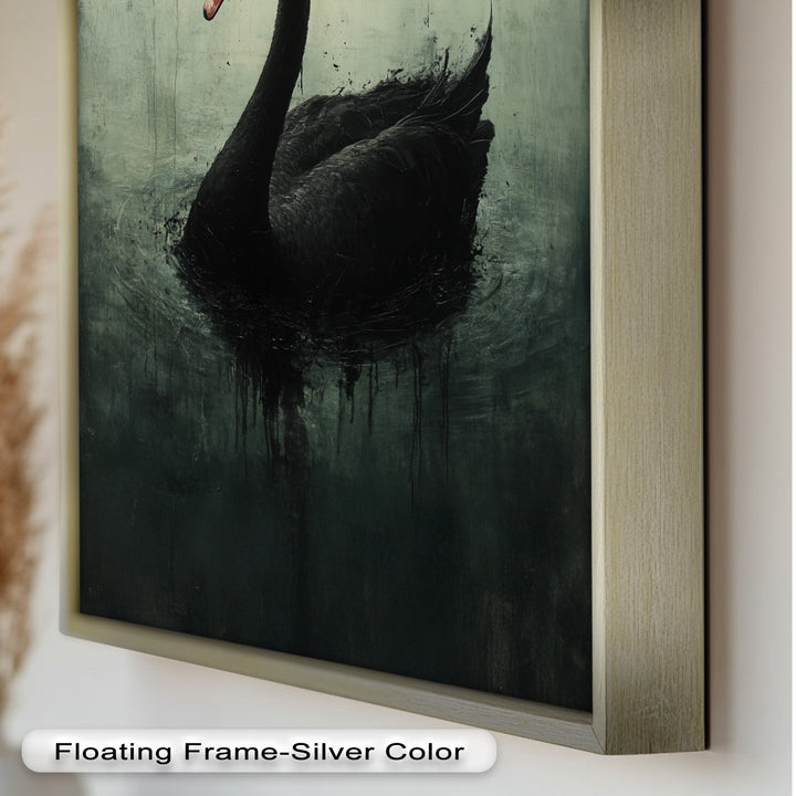 Solitary Grace – Moody Black Swan Oil Painting