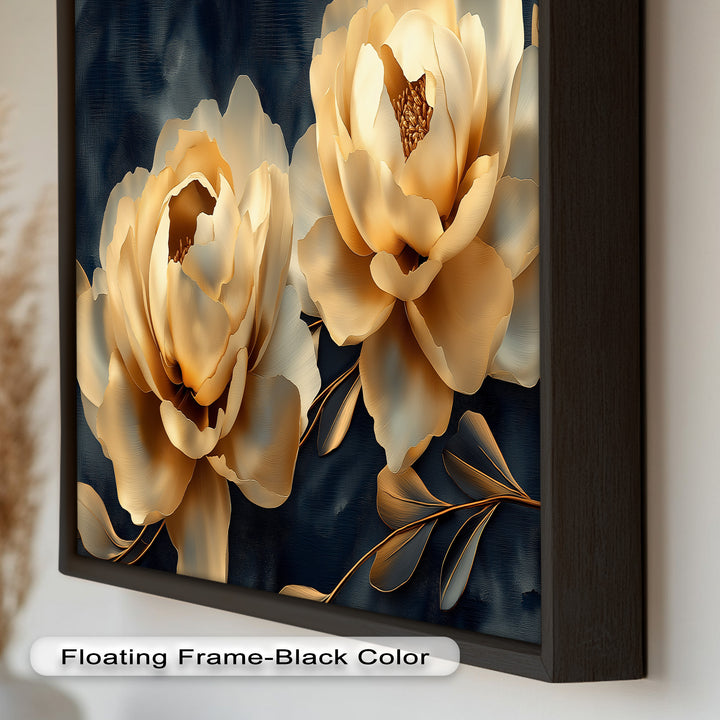 Golden Bloom Elegance – Flower Oil Painting
