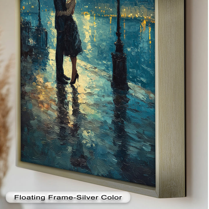 Romantic Couple Under Moonlight - Love Oil Painting
