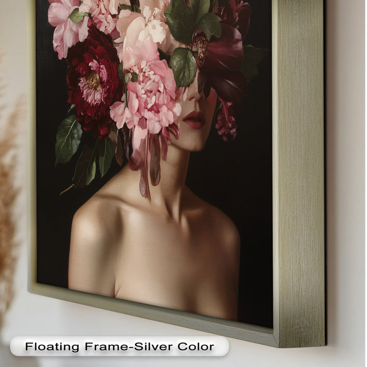 Blossom Veil – Romantic Floral Portrait Oil Painting